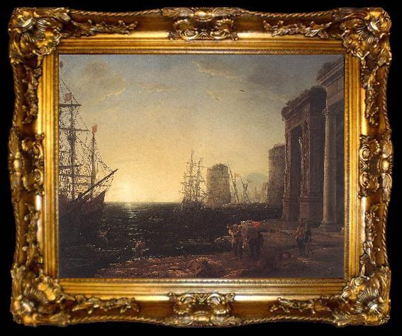 framed  Claude Lorrain Harbour Scene at Sunset fg, ta009-2